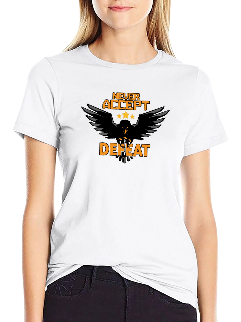 Never Accept Defeat Eagle Graphic T-Shirt