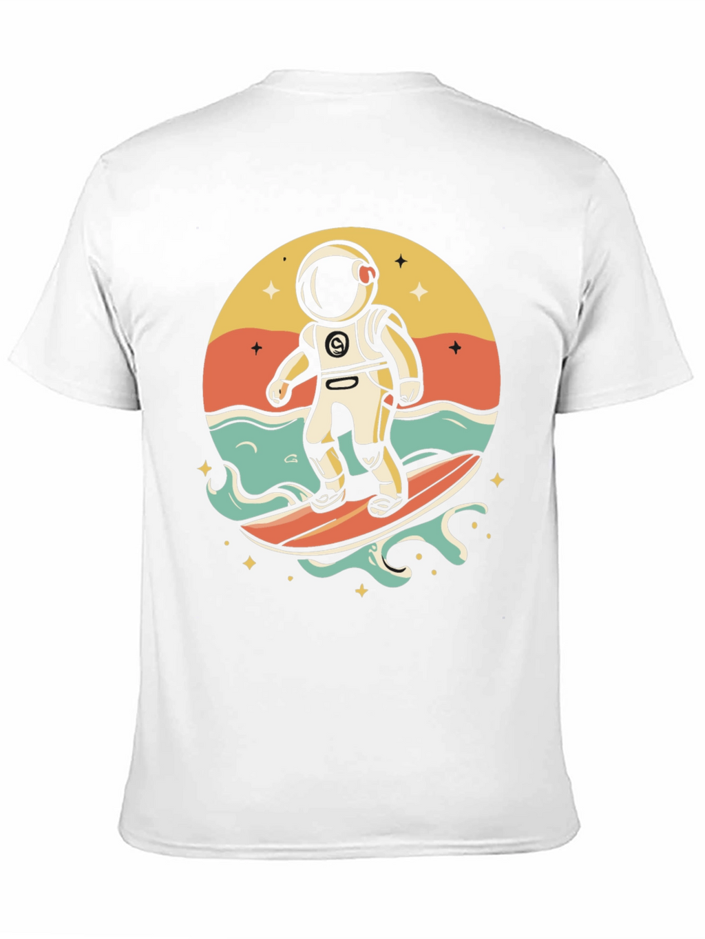 Surfing Astronaut Graphic T-Shirt - Space Adventure Tee