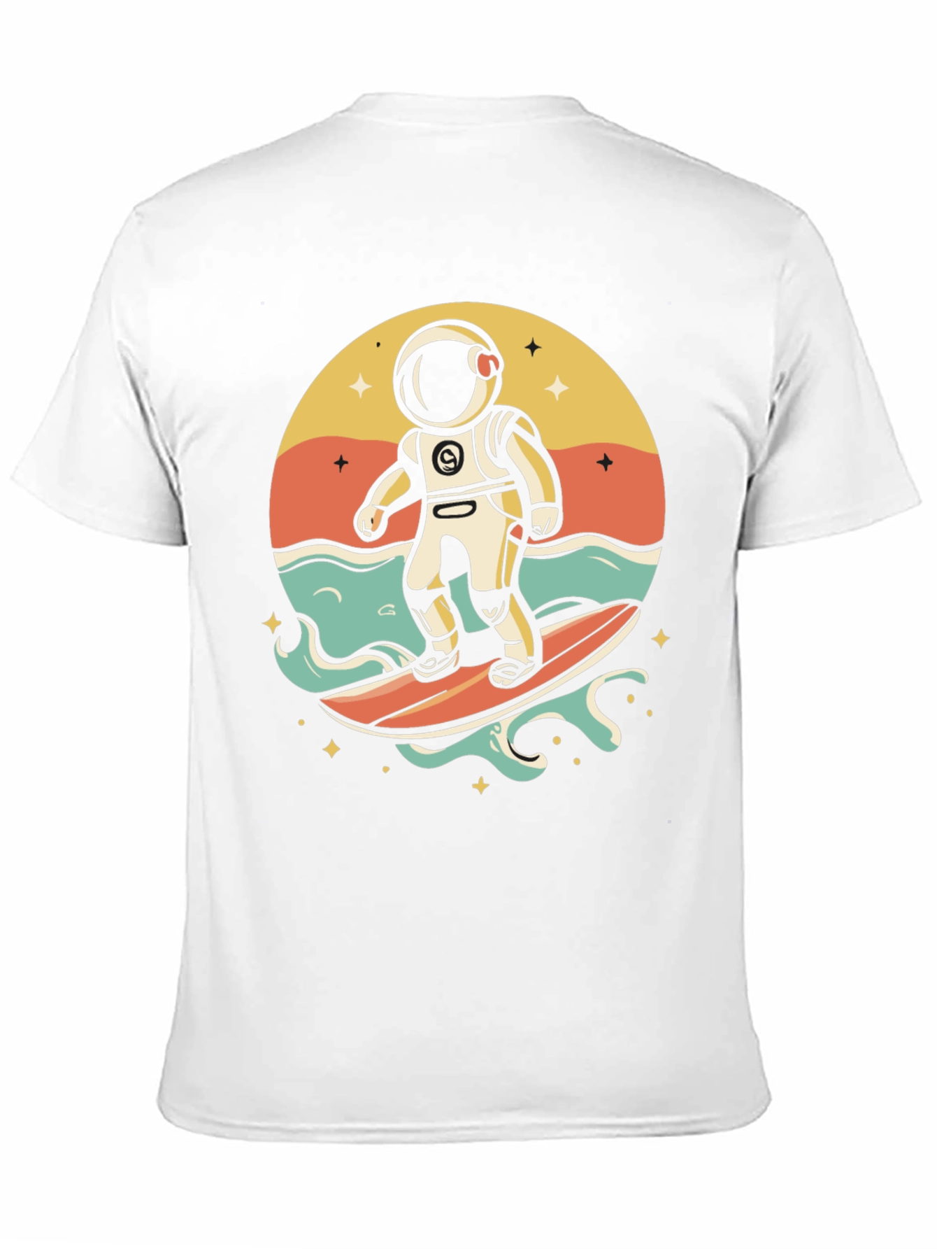 Surfing Astronaut Graphic T-Shirt - Space Adventure Tee