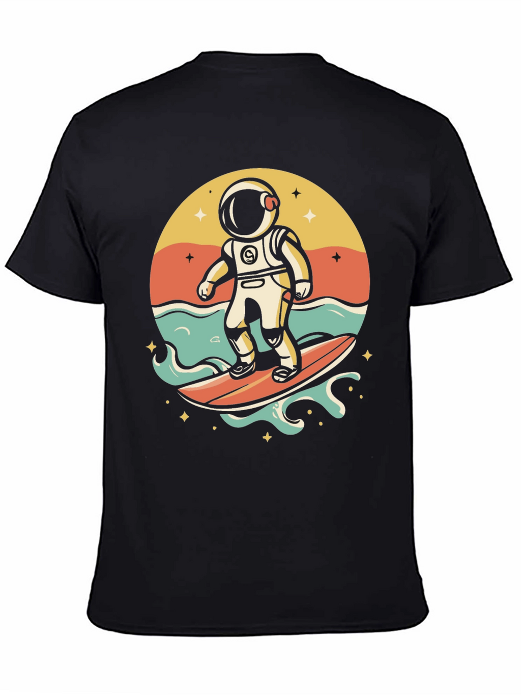 Surfing Astronaut Graphic T-Shirt - Space Adventure Tee