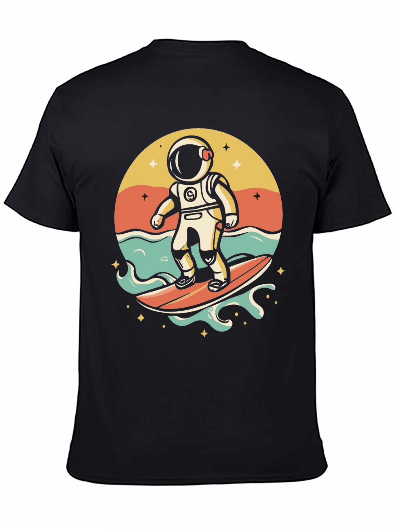 Surfing Astronaut Graphic T-Shirt - Space Adventure Tee