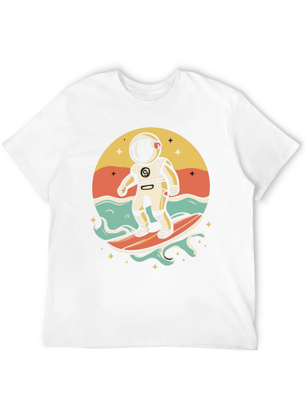 Surfing Astronaut Graphic T-Shirt - Space Adventure Tee