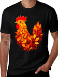 Autumn Rooster Graphic Tee - Black
