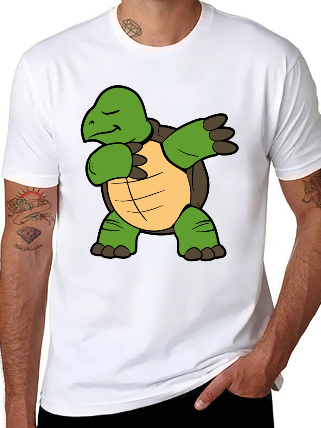 Dabbing Turtle Graphic T-Shirt - Black