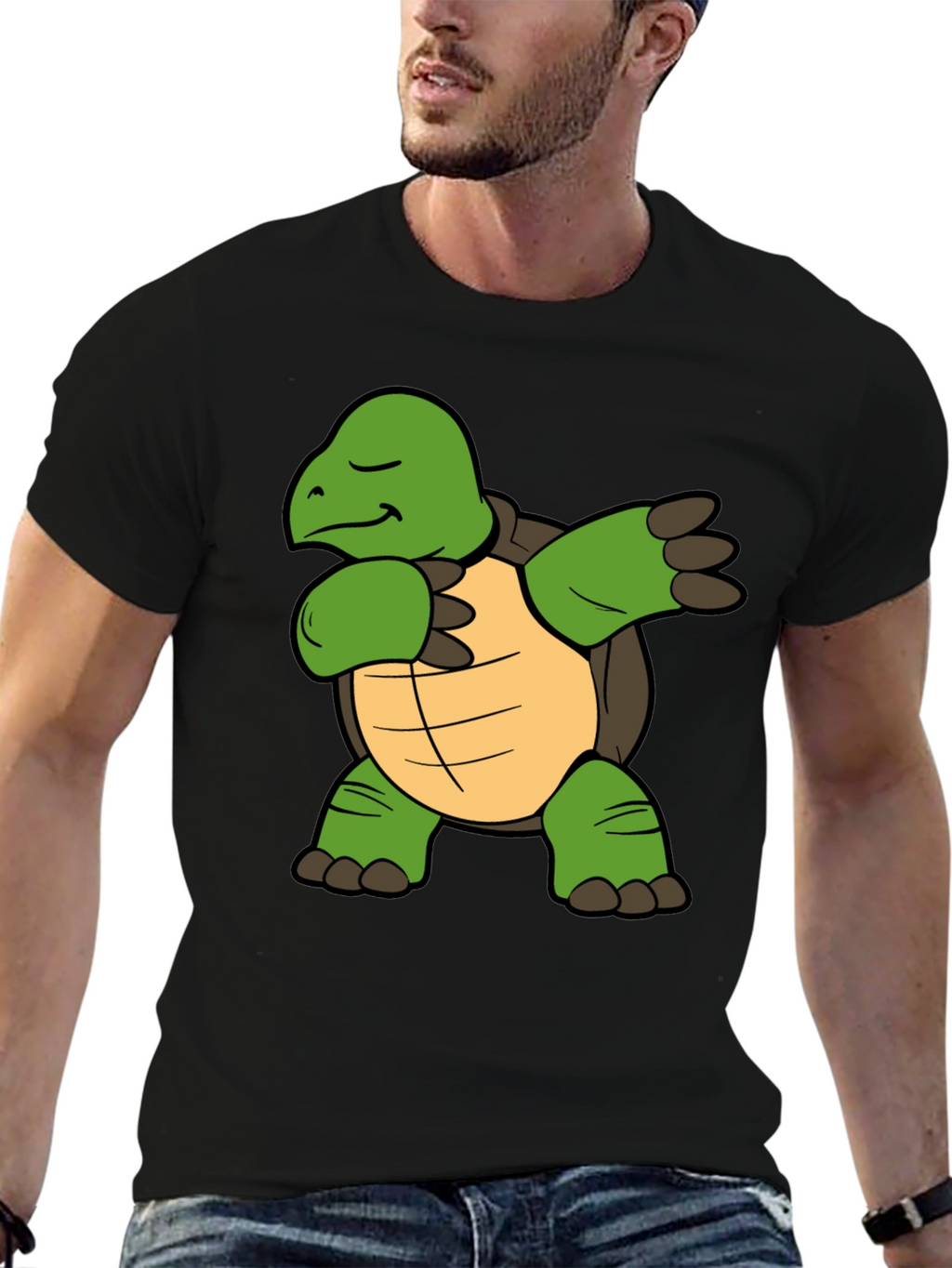 Dabbing Turtle Graphic T-Shirt - Black
