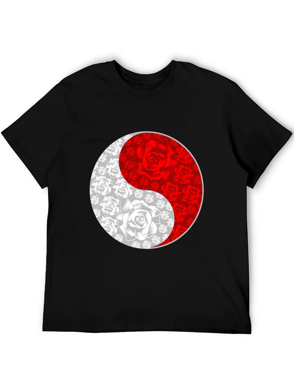 Yin Yang Rose Graphic Tee - Black T-Shirt