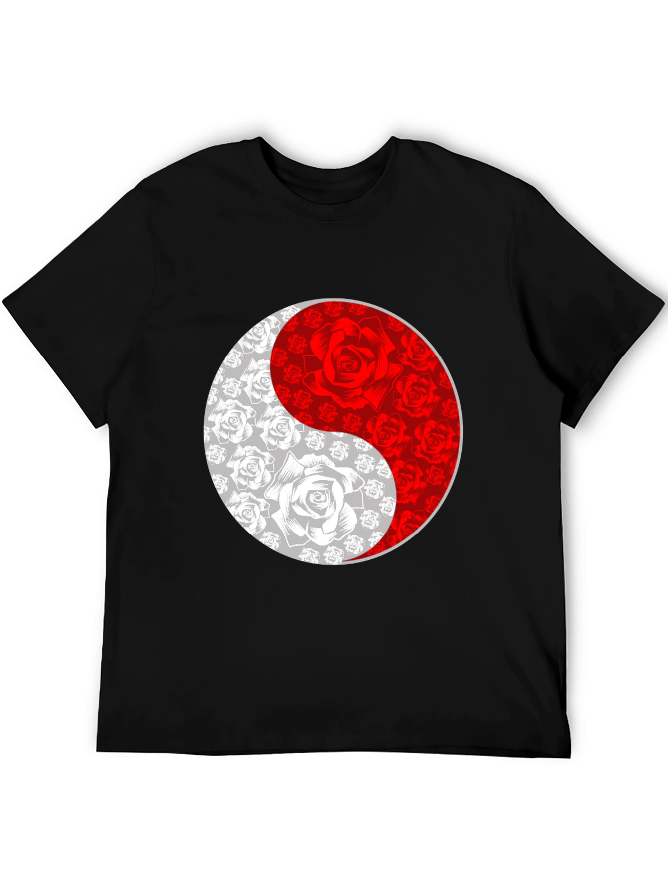 Yin Yang Rose Graphic Tee - Black T-Shirt