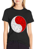 Yin Yang Rose Graphic Tee - Black T-Shirt