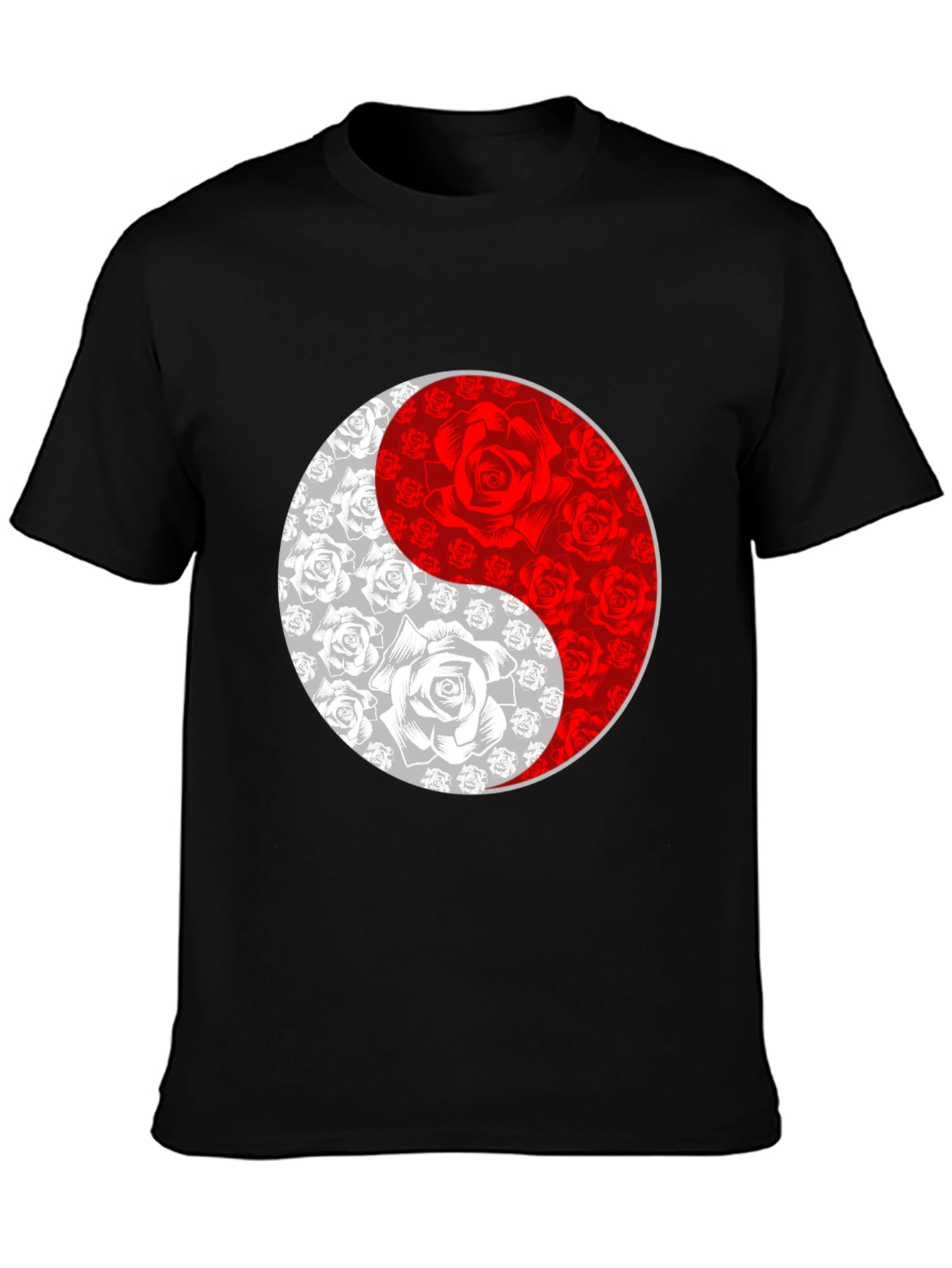 Yin Yang Rose Graphic Tee - Black T-Shirt