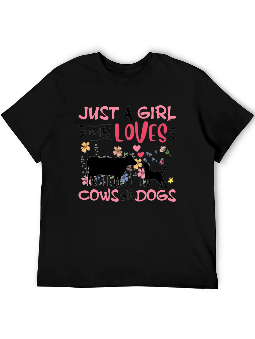 Just a Girl Who Loves Cows and Dogs T-Shirt