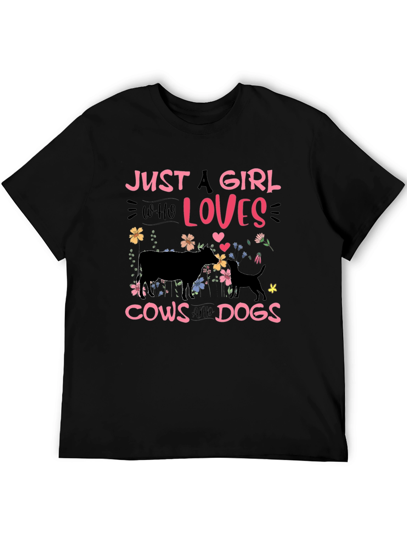 Just a Girl Who Loves Cows and Dogs T-Shirt