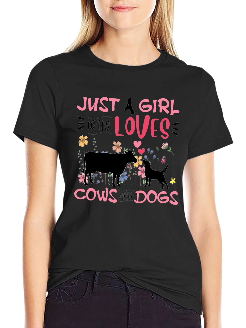 Just a Girl Who Loves Cows and Dogs T-Shirt