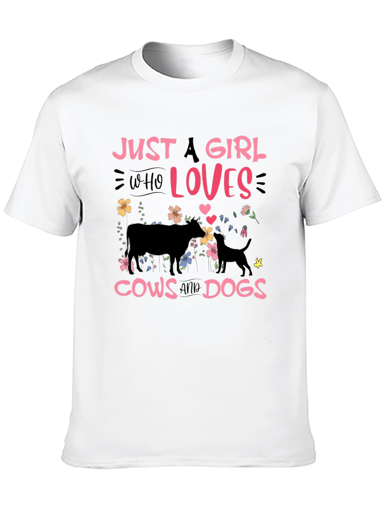 Just a Girl Who Loves Cows and Dogs T-Shirt