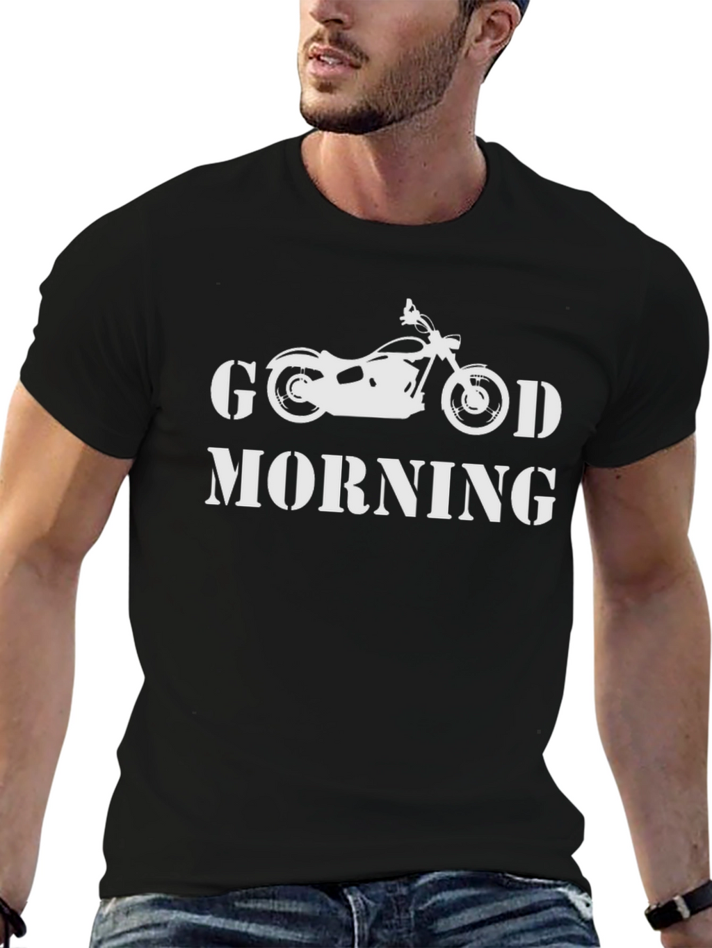 Good Morning Motorcycle Black T-Shirt