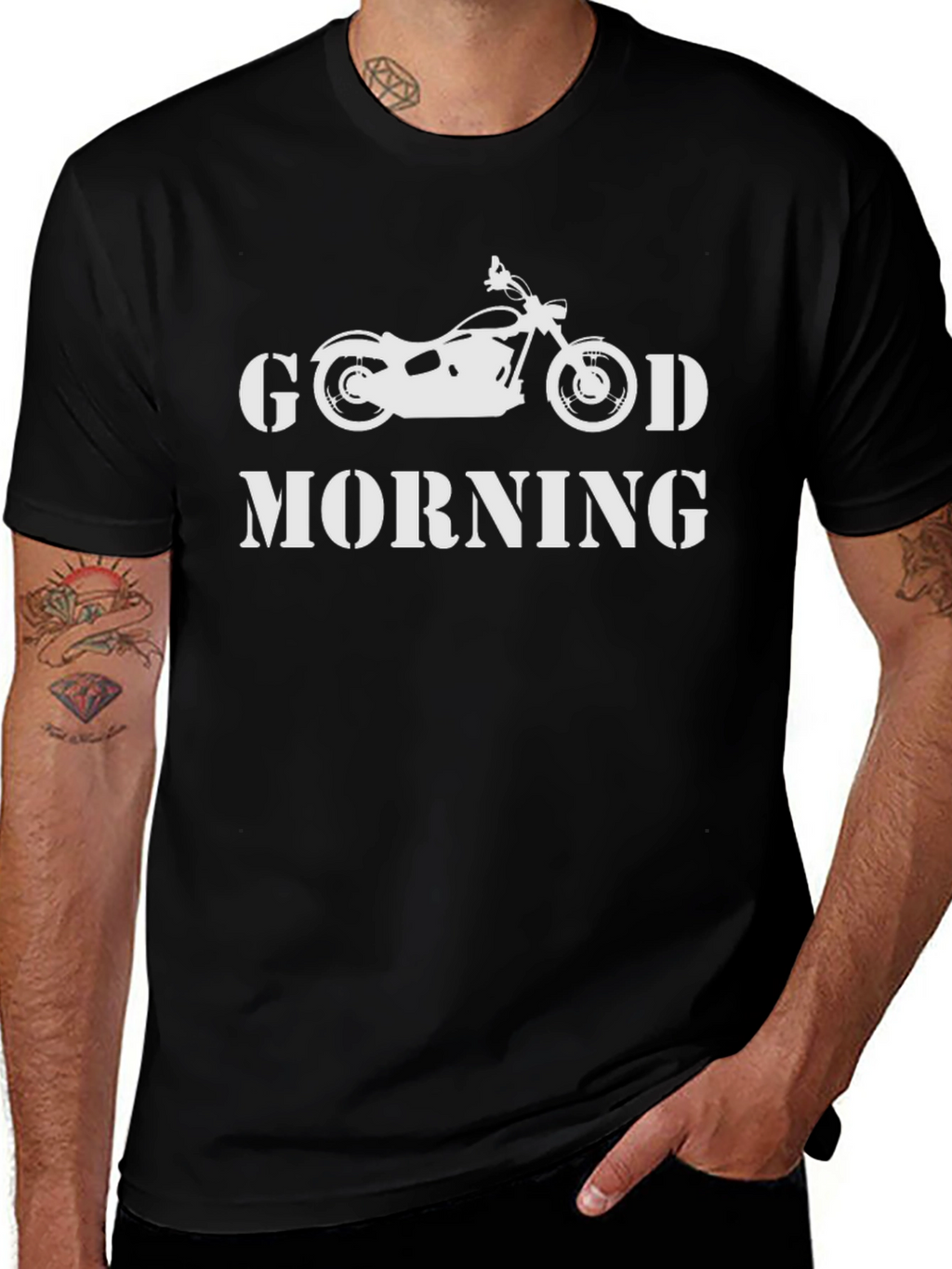 Good Morning Motorcycle Black T-Shirt