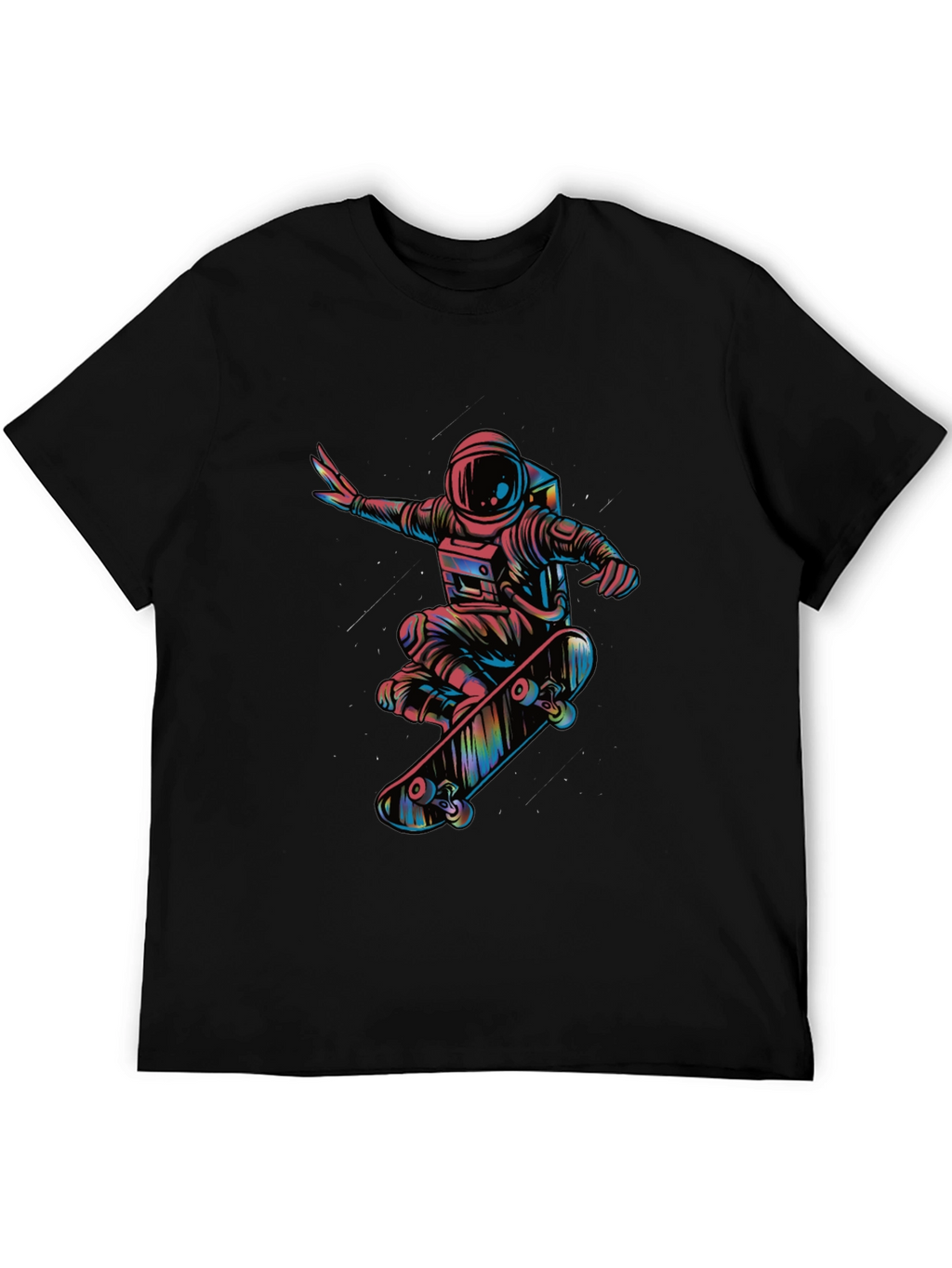 Skateboarding Astronaut Graphic Tee - Black