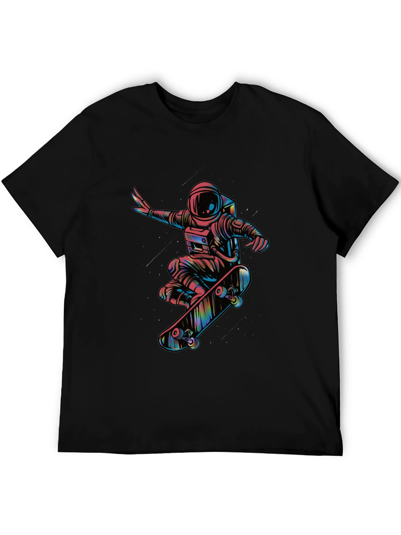 Skateboarding Astronaut Graphic Tee - Black