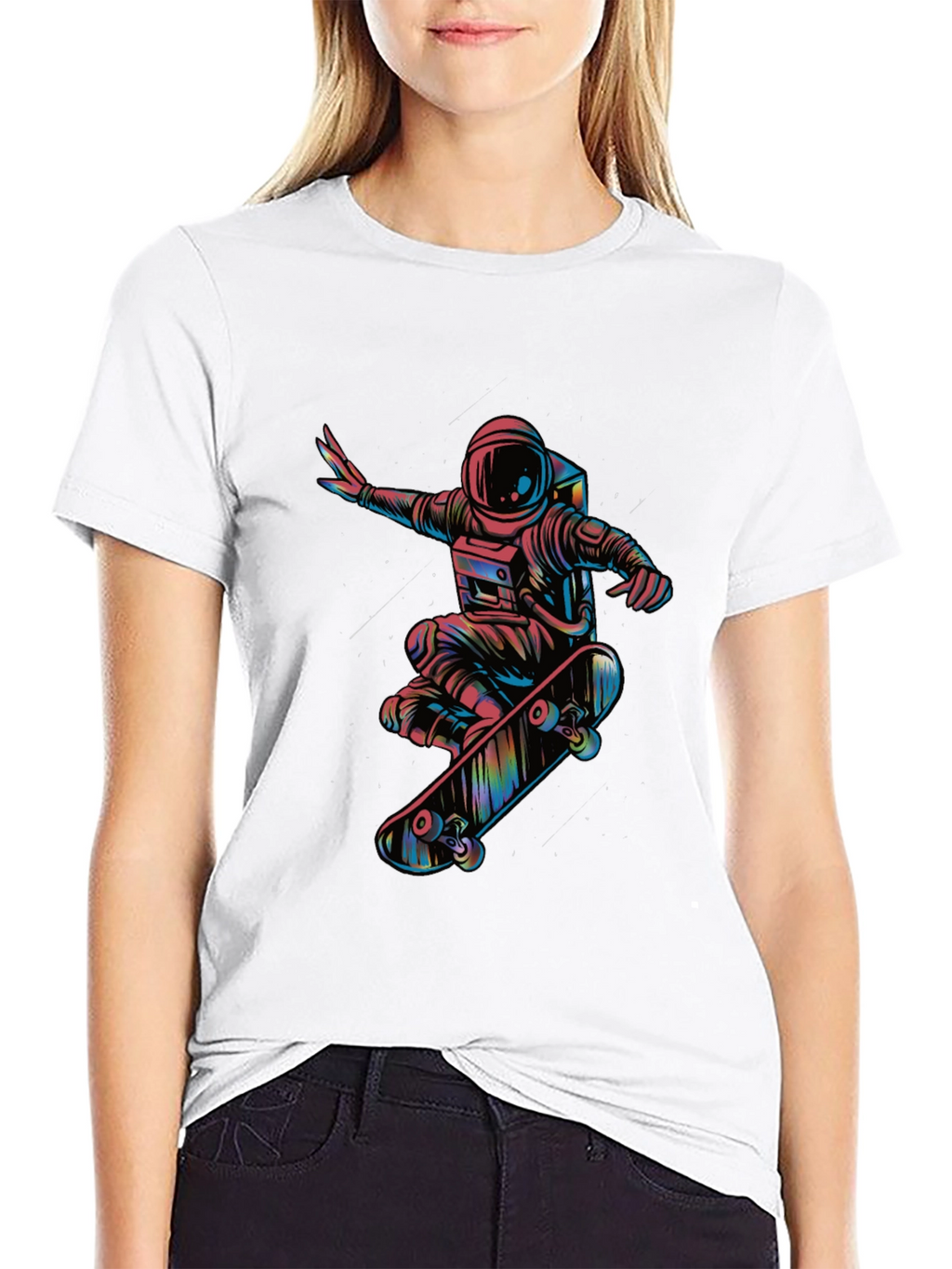 Skateboarding Astronaut Graphic Tee - Black