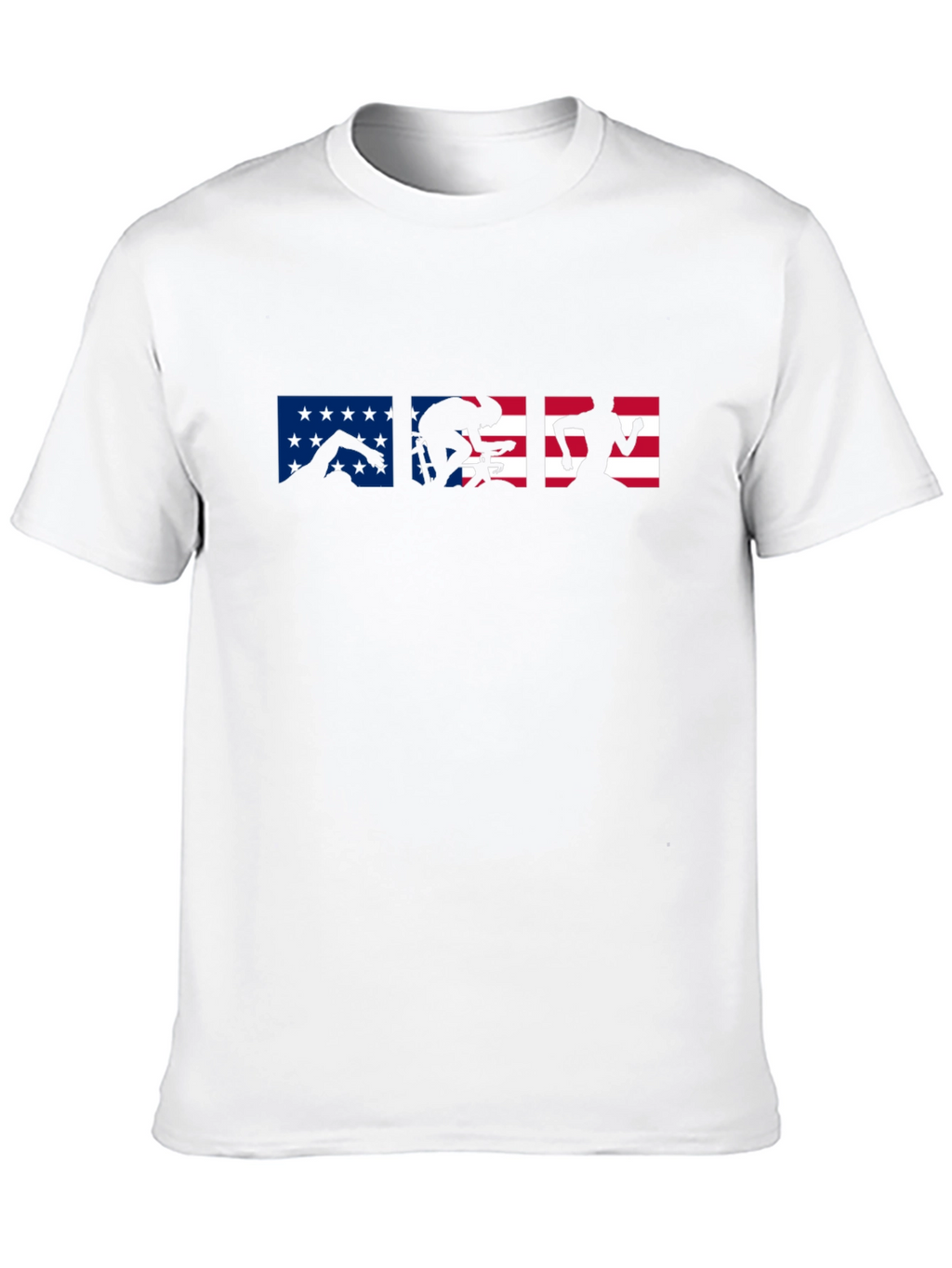 Triathlon USA Flag T-Shirt | Swim Bike Run