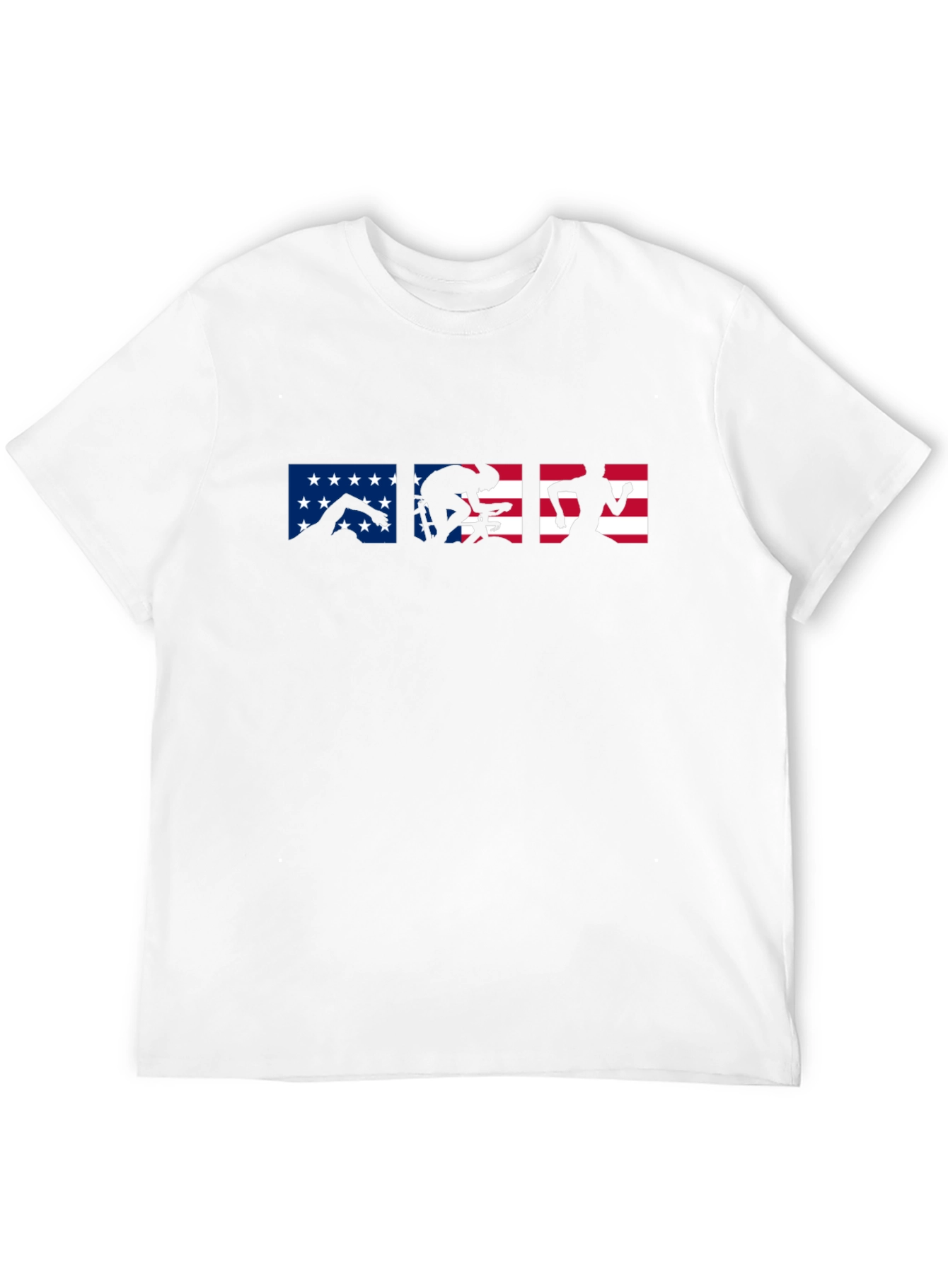 Triathlon USA Flag T-Shirt | Swim Bike Run