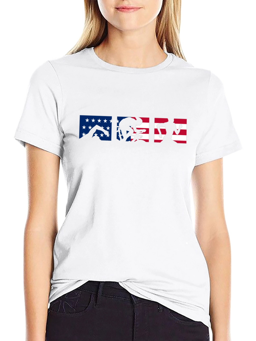 Triathlon USA Flag T-Shirt | Swim Bike Run