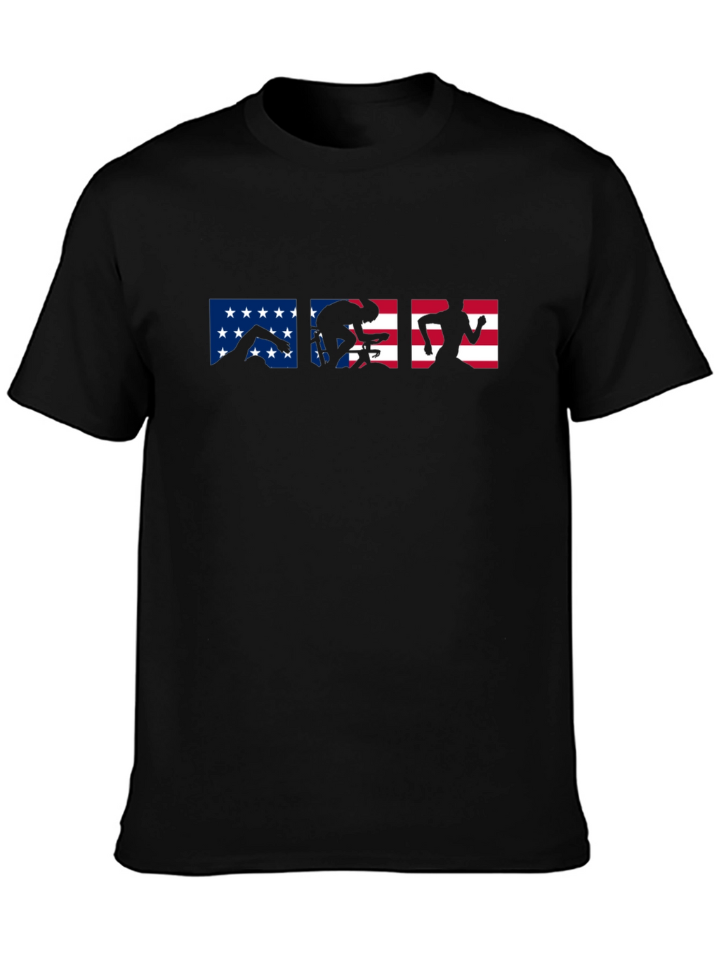 Triathlon USA Flag T-Shirt | Swim Bike Run