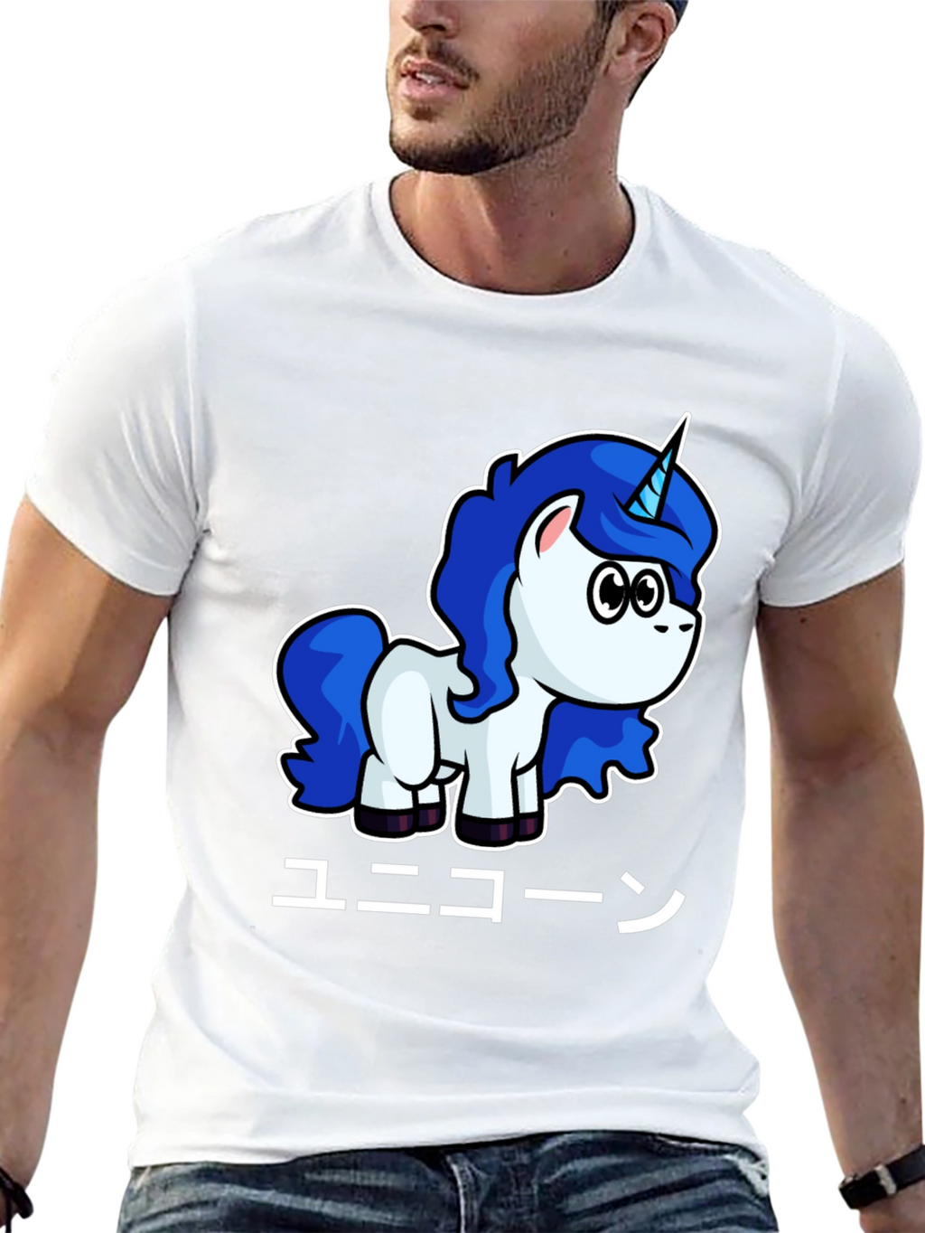 Unicorn Japanese Text Black T-Shirt