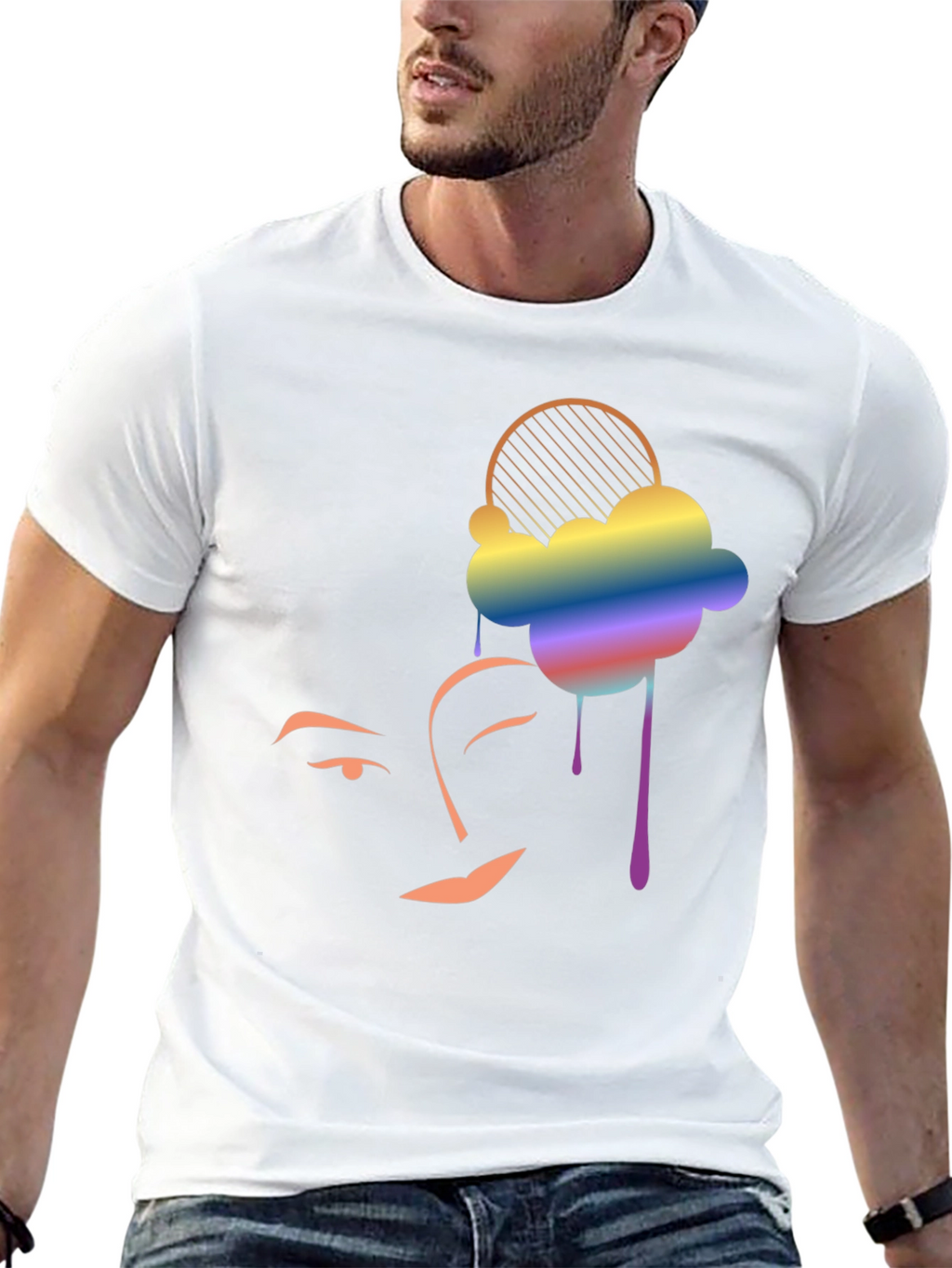 Rainbow Cloud Face Graphic Tee