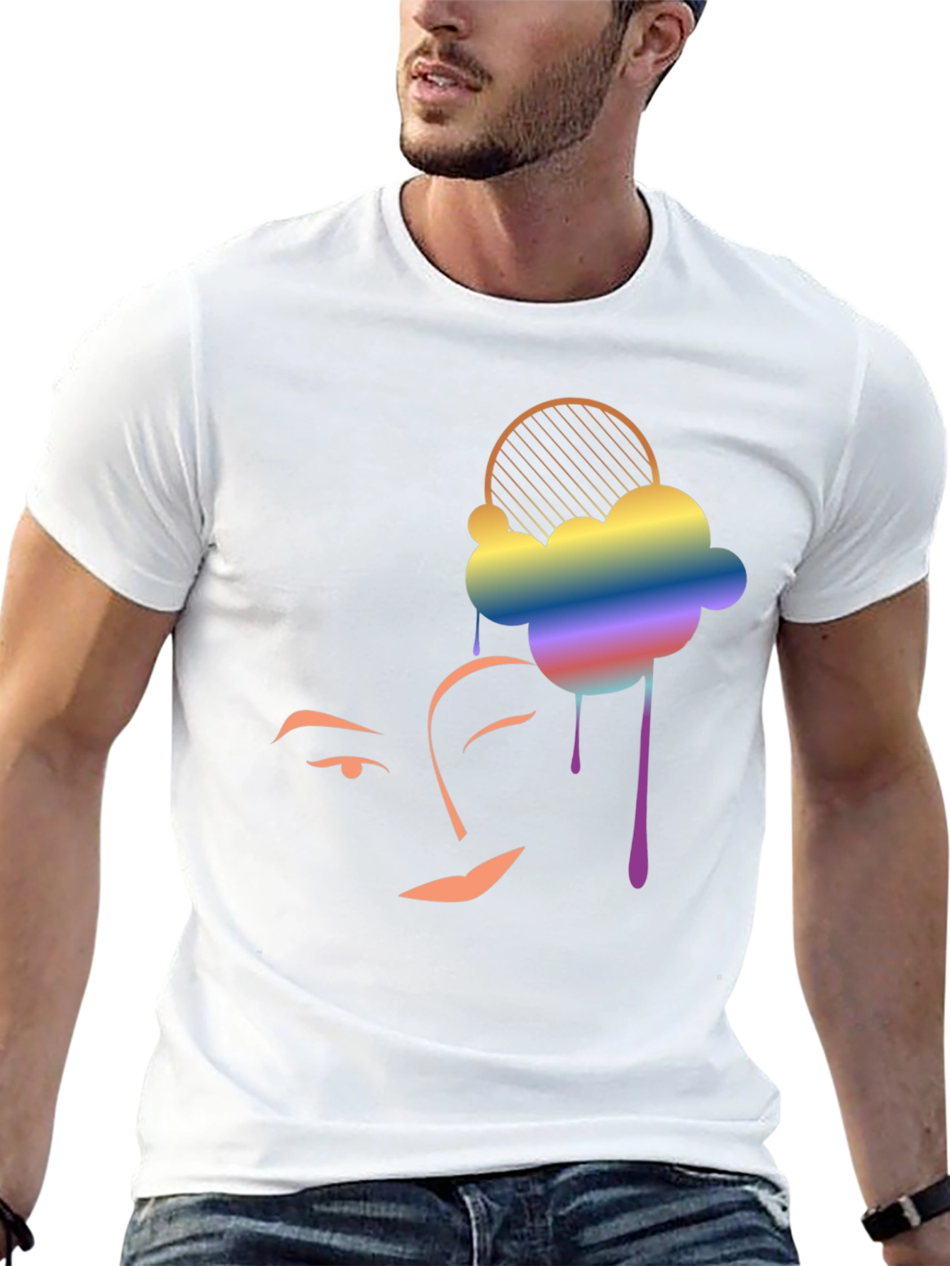 Rainbow Cloud Face Graphic Tee