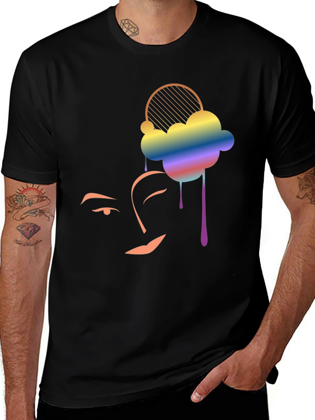 Rainbow Cloud Face Graphic Tee