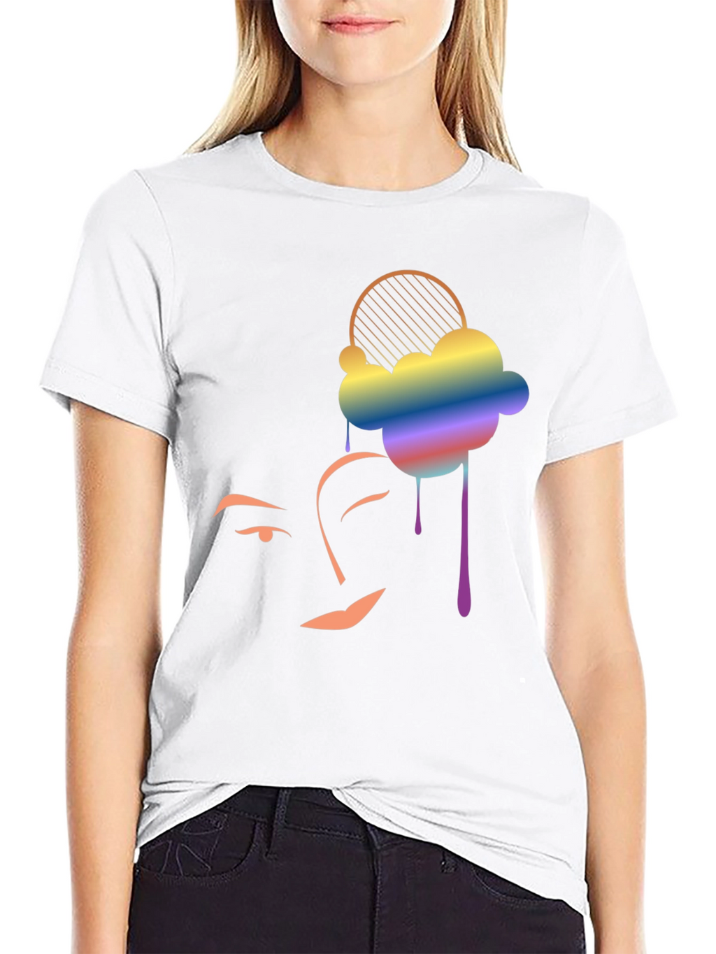 Rainbow Cloud Face Graphic Tee