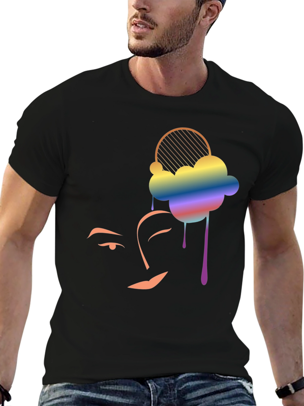 Rainbow Cloud Face Graphic Tee