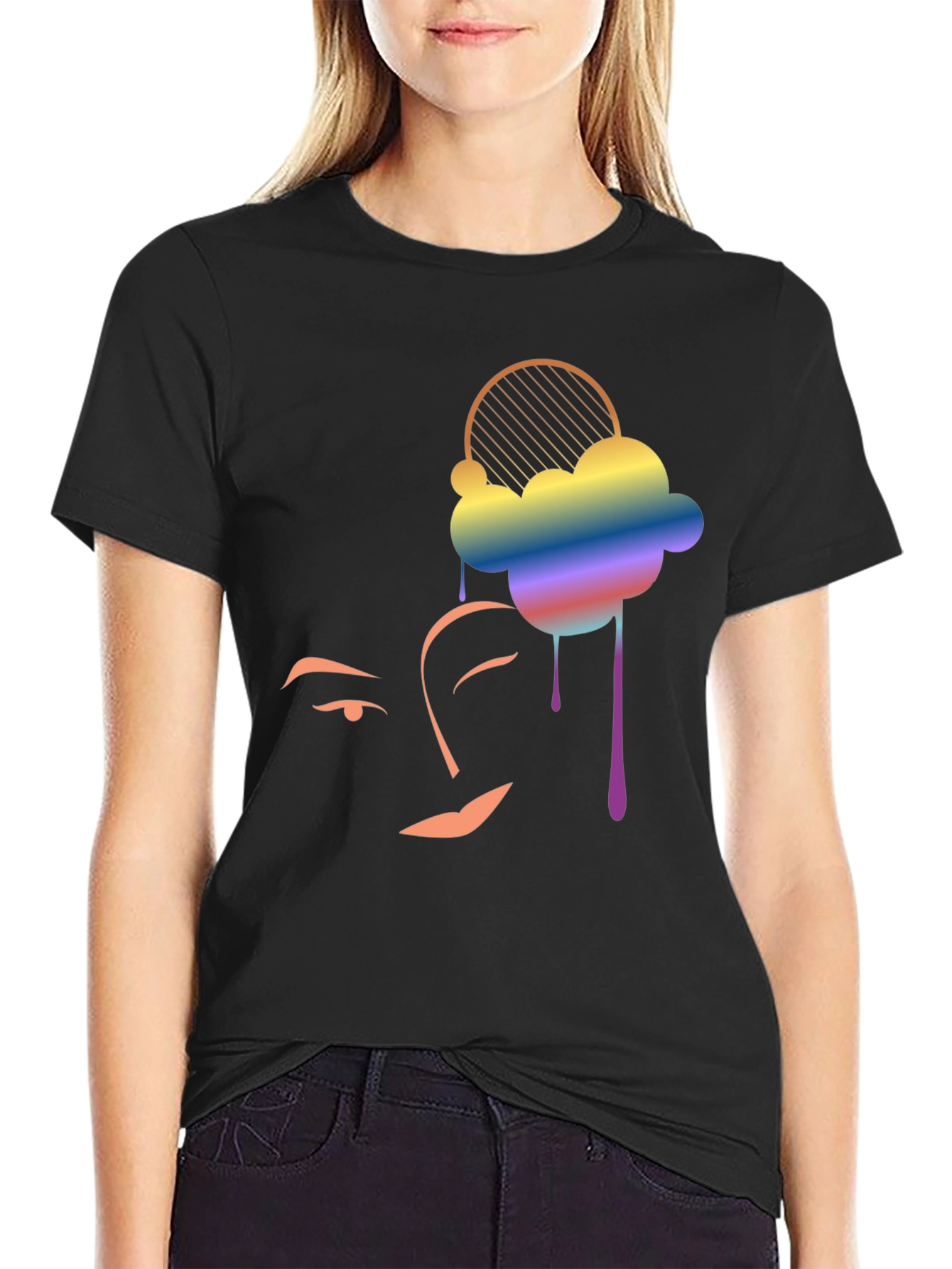 Rainbow Cloud Face Graphic Tee