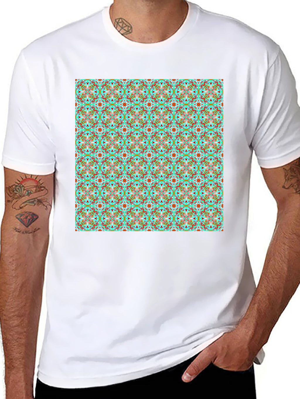 Patterned Mens Black T-Shirt