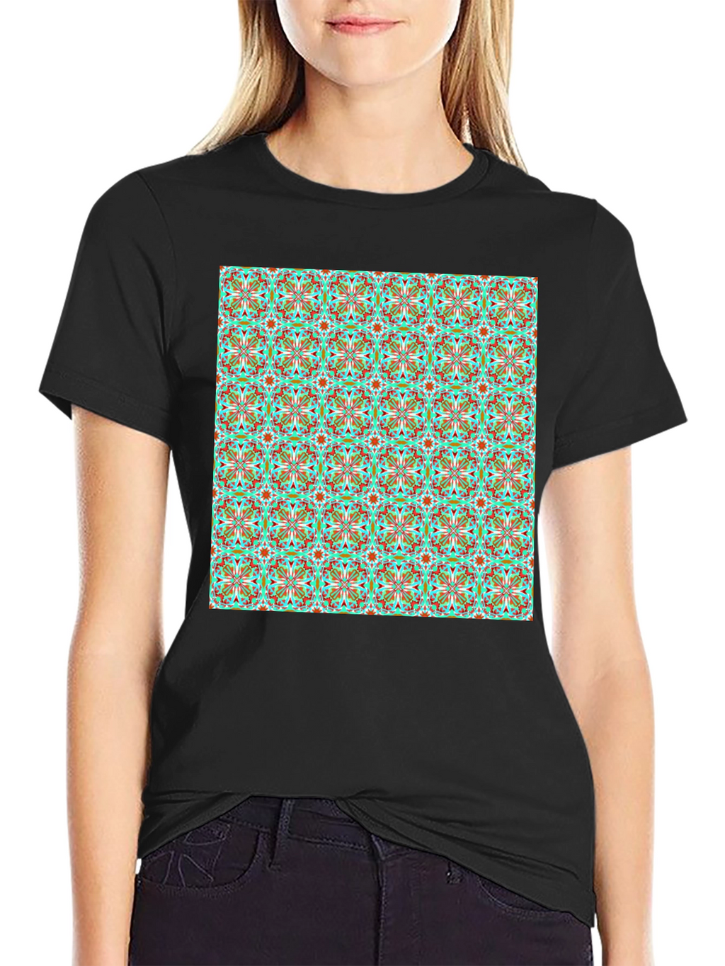 Patterned Mens Black T-Shirt