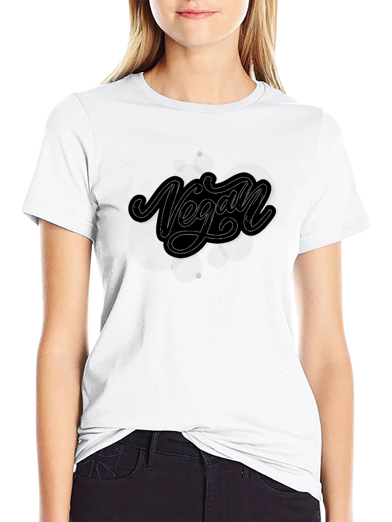 Vegan Script T-Shirt - Black Cotton Tee