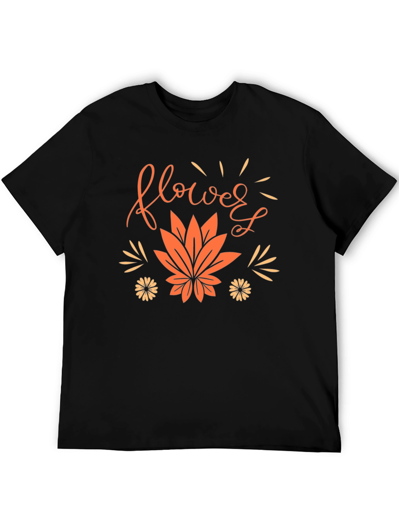 Flower Leaf Graphic Black Tee