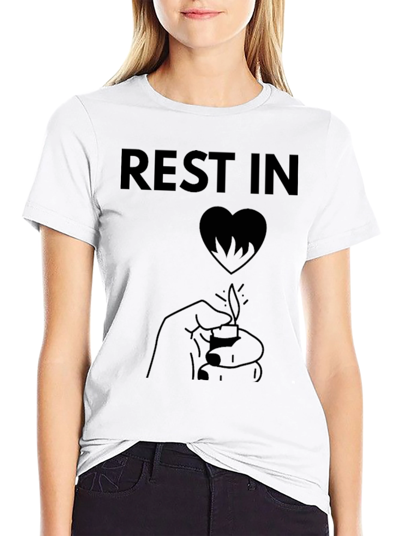 Rest In Heart Mens Black Graphic T-Shirt