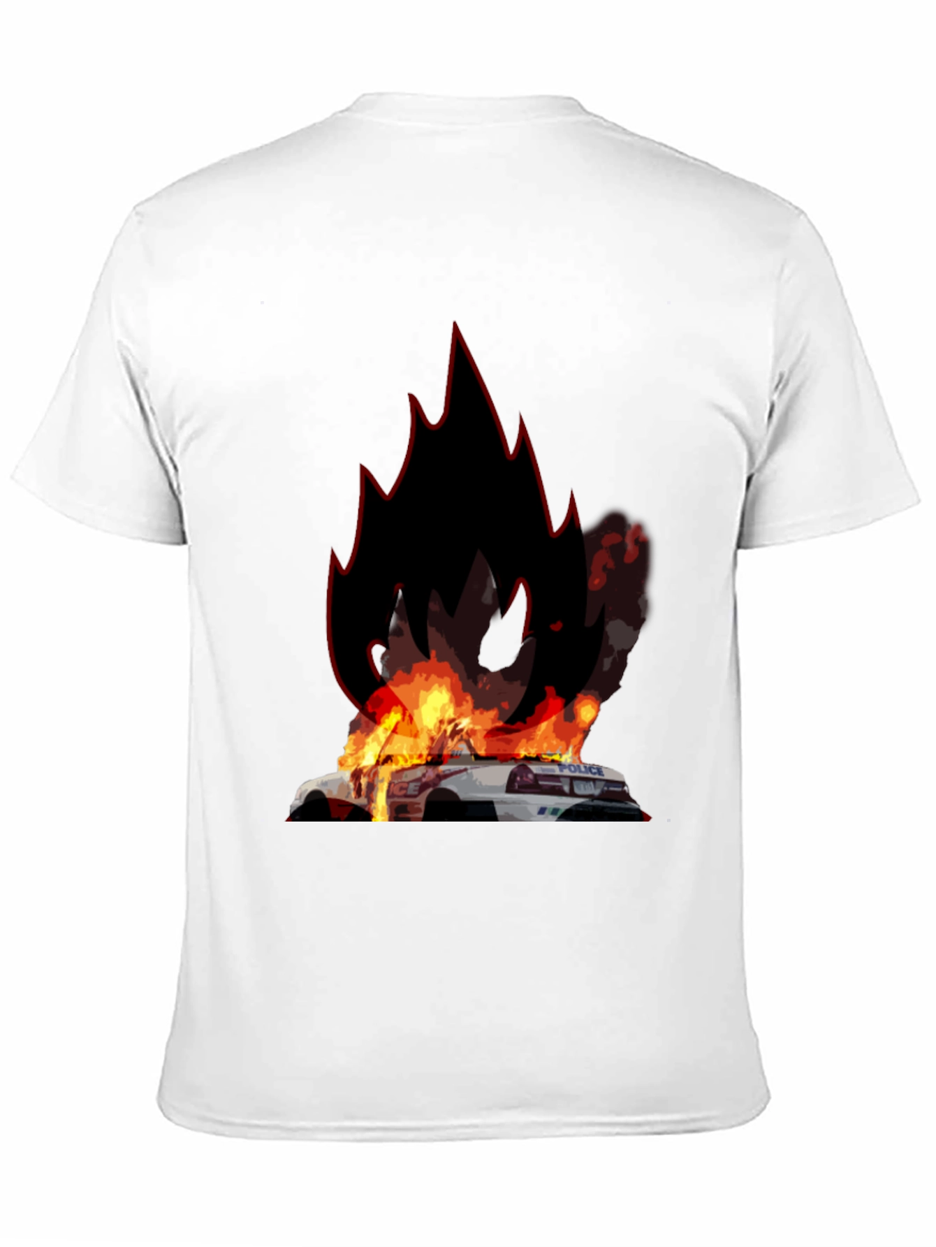 Burning Police Car T-Shirt - Bold Graphic Tee