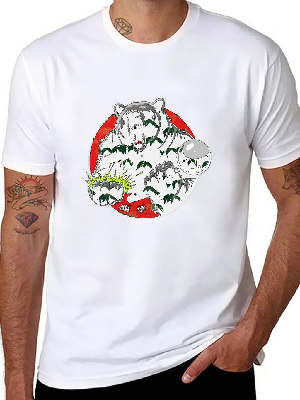 Bear Graphic Print Crew Neck T-Shirt