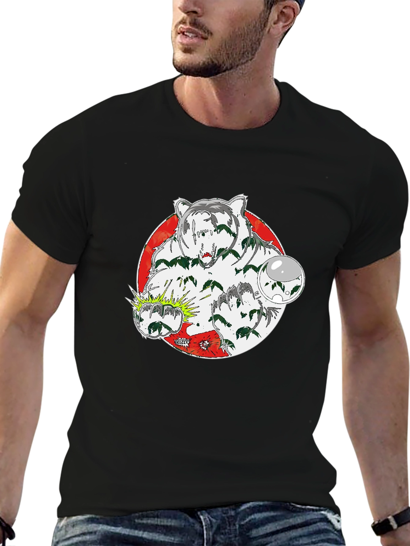 Bear Graphic Print Crew Neck T-Shirt