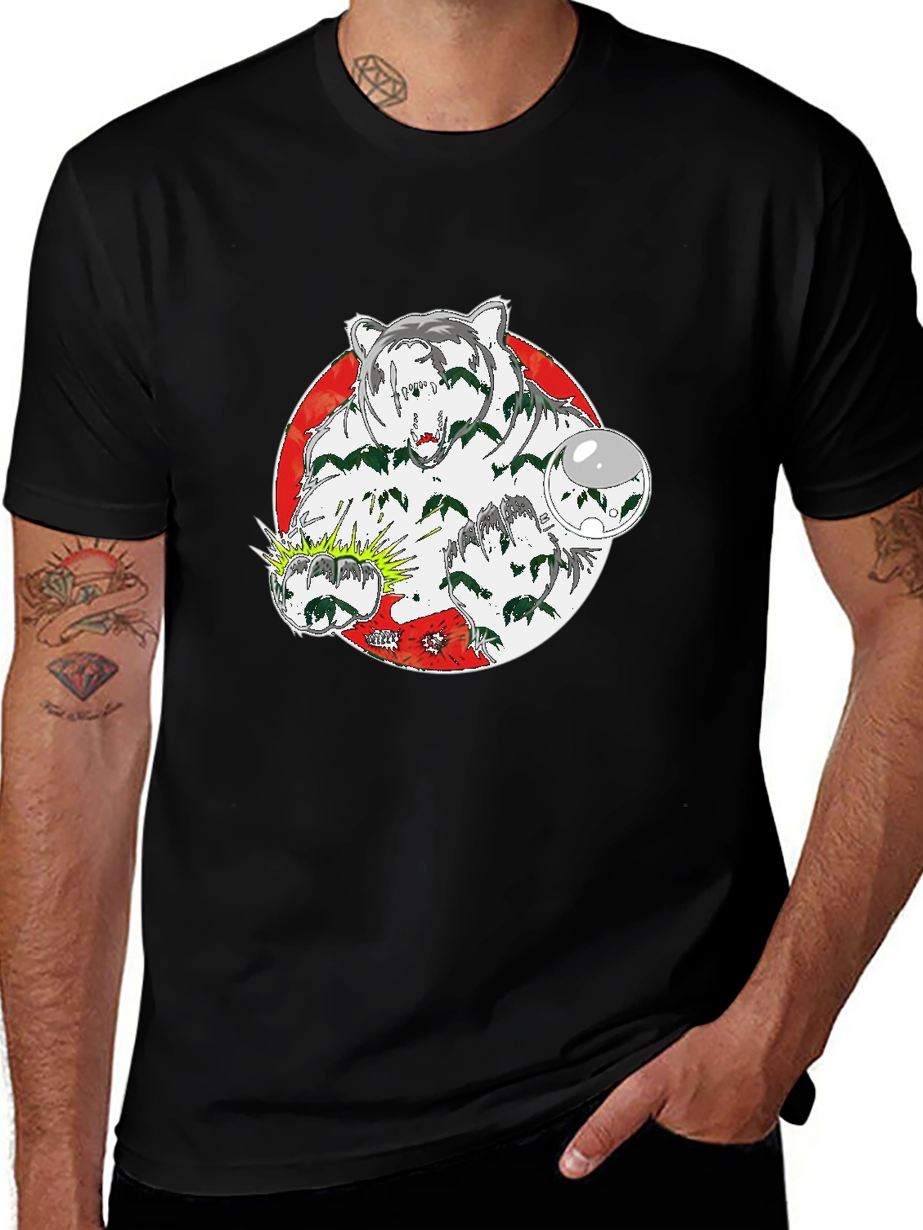 Bear Graphic Print Crew Neck T-Shirt