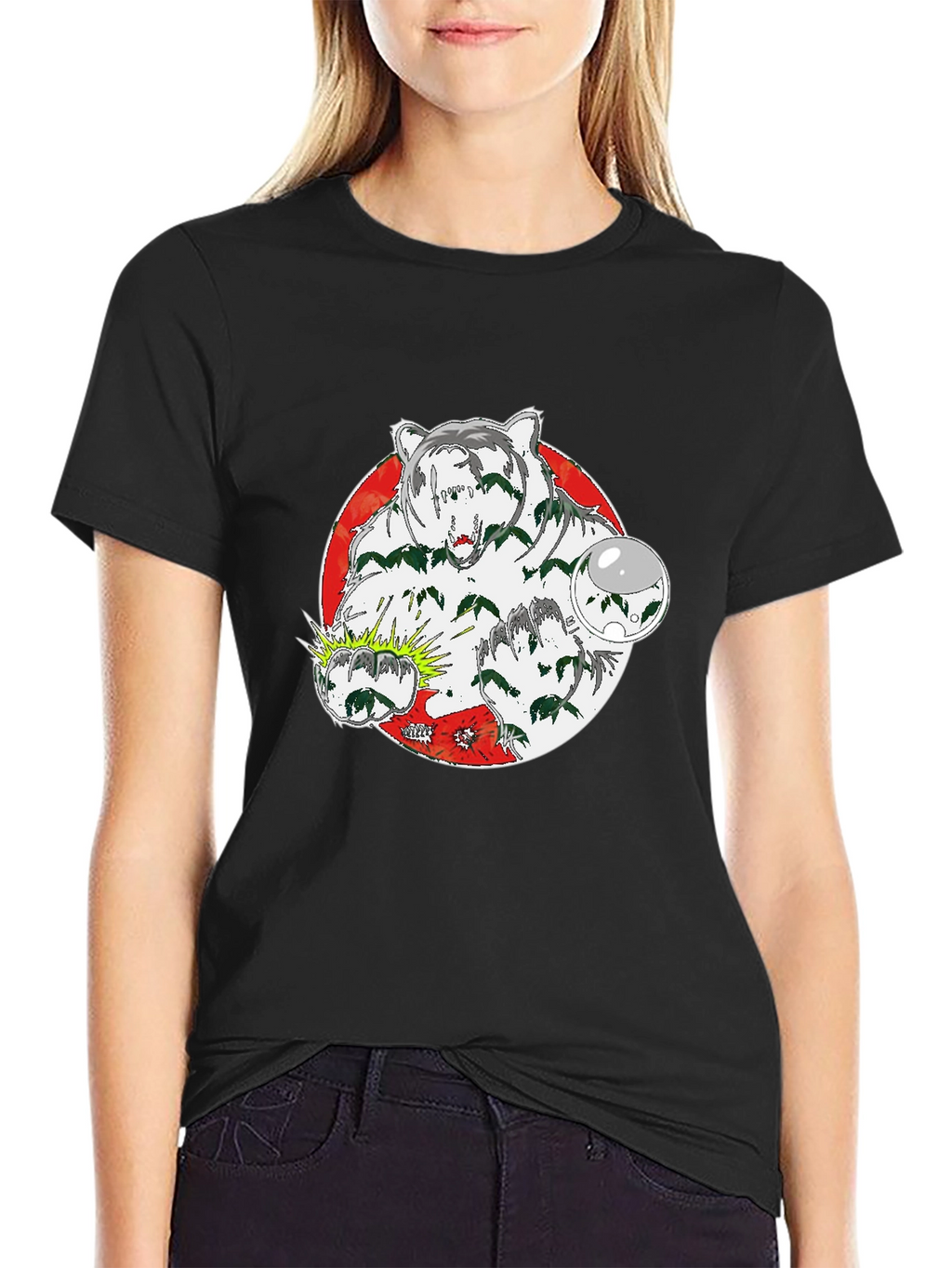 Bear Graphic Print Crew Neck T-Shirt