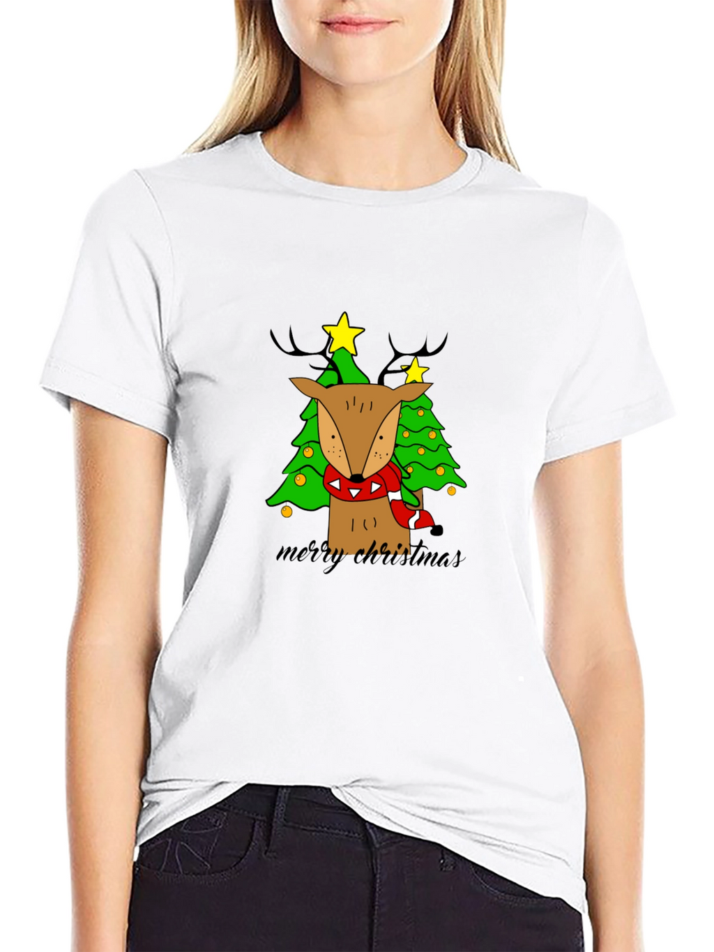 Christmas Reindeer Tree Graphic Tee