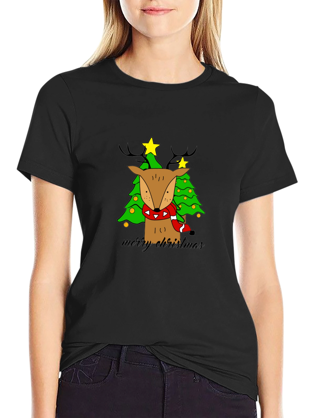 Christmas Reindeer Tree Graphic Tee