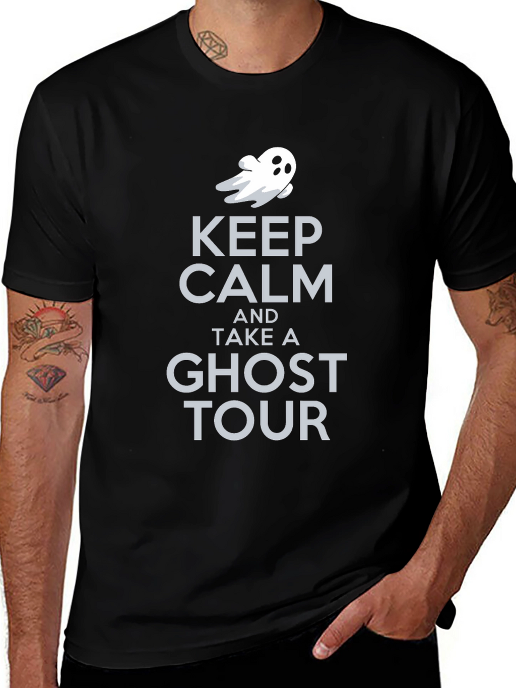Keep Calm Ghost Tour Tee - Spooky Season Shirt