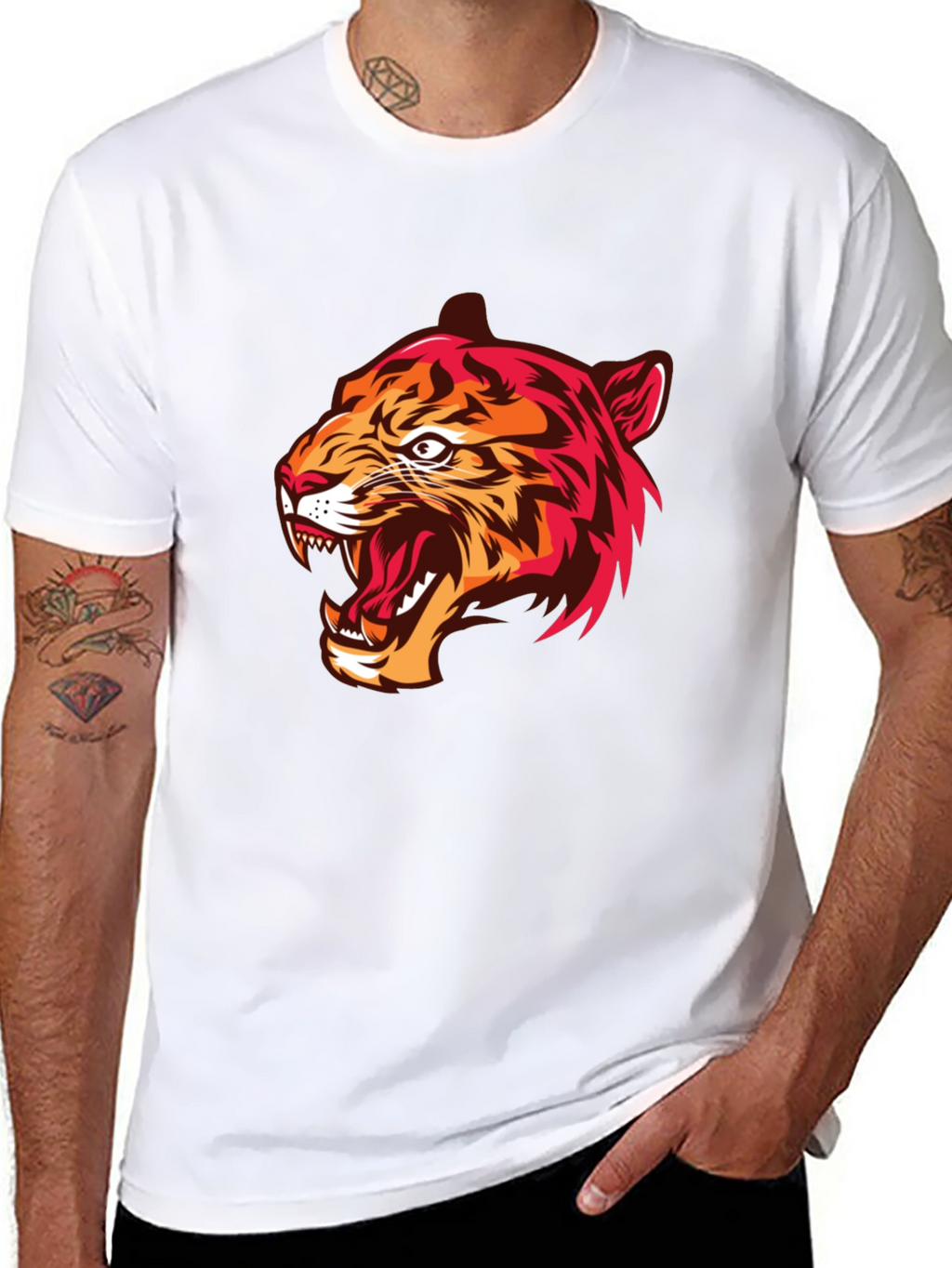Mens Black Tiger Graphic Tee