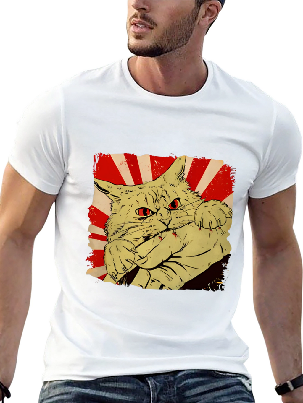 Cat Bite Graphic Tee - Red Eye Feline