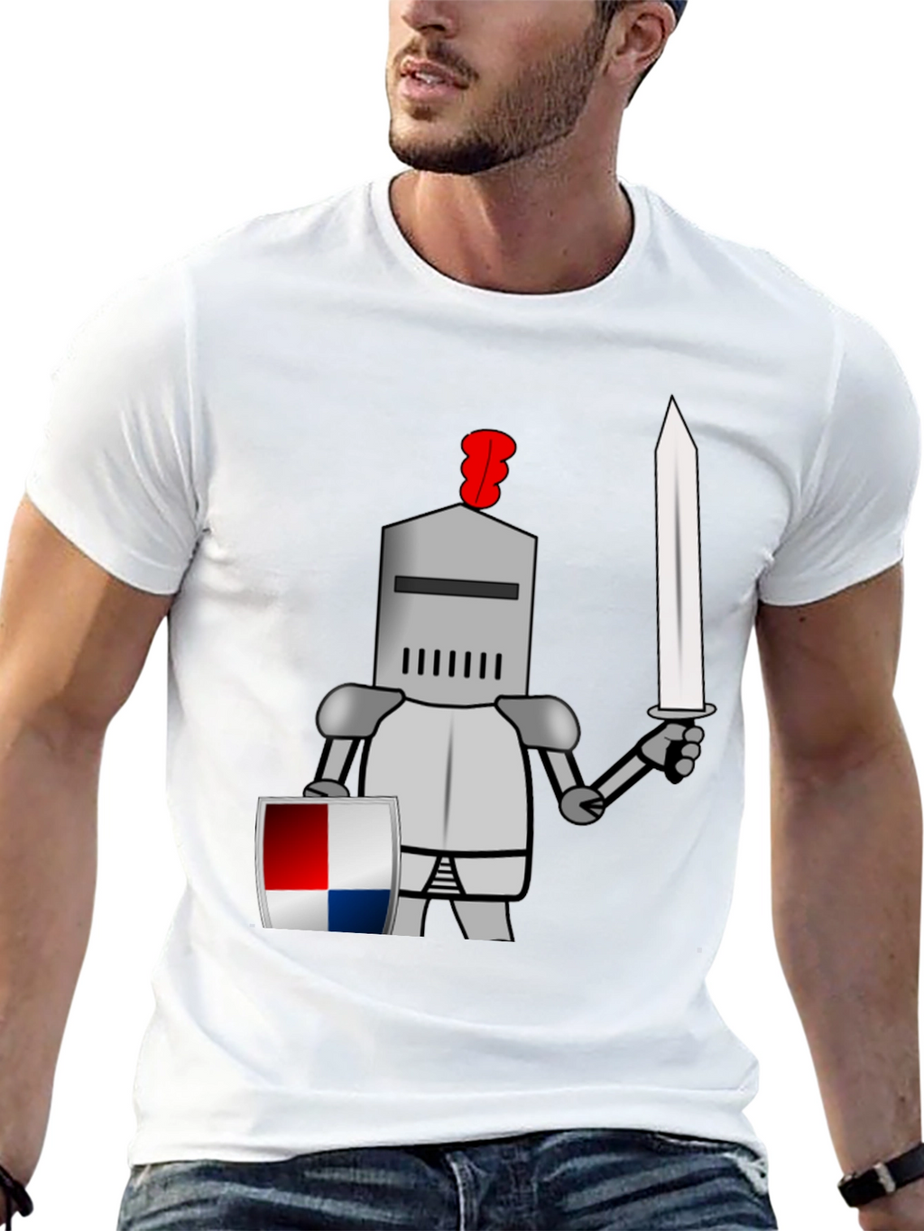 Knight Graphic T-Shirt - Cartoon Armor Tee