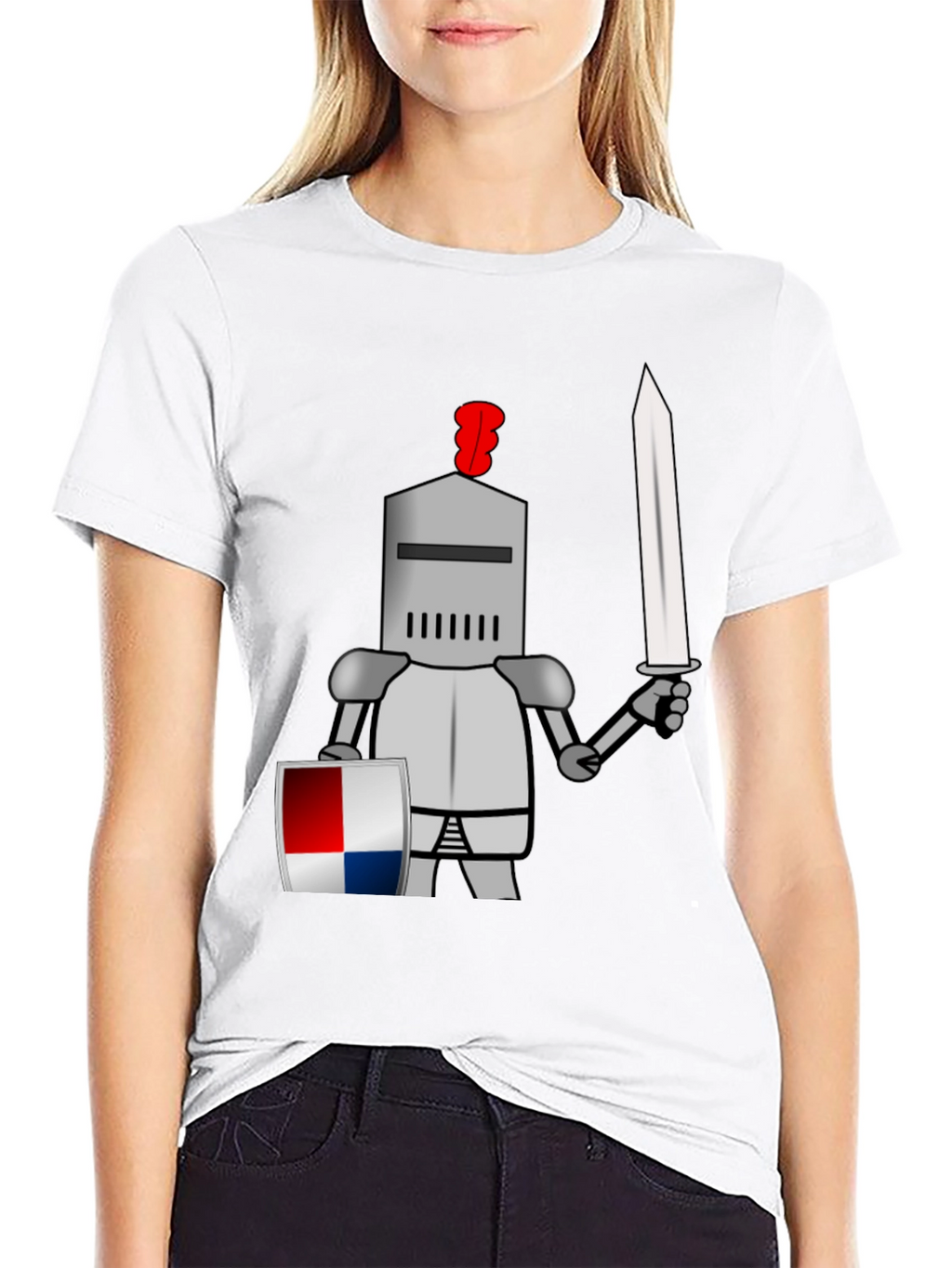 Knight Graphic T-Shirt - Cartoon Armor Tee